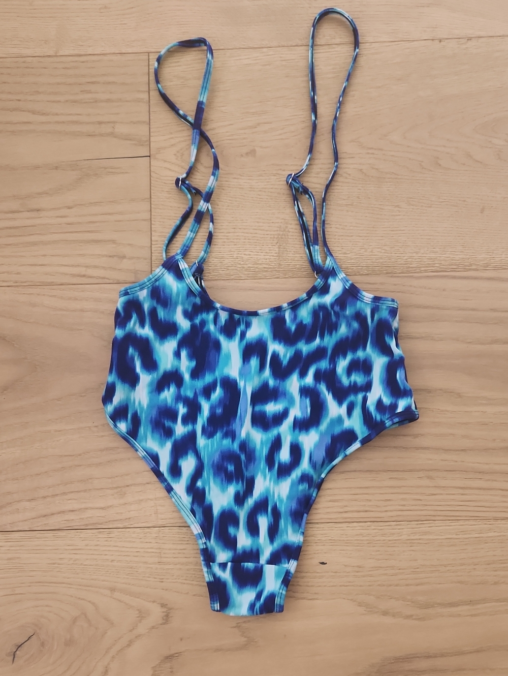 Blue Leopard Print Suspendered Swim Or Dance Bottoms